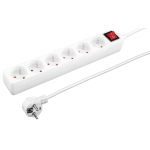 TITANUM 6-WAY SOCKET WITH SURGE PROTECTION, GROUND PIN AND SWITCH 1.5M TL127 WHITE